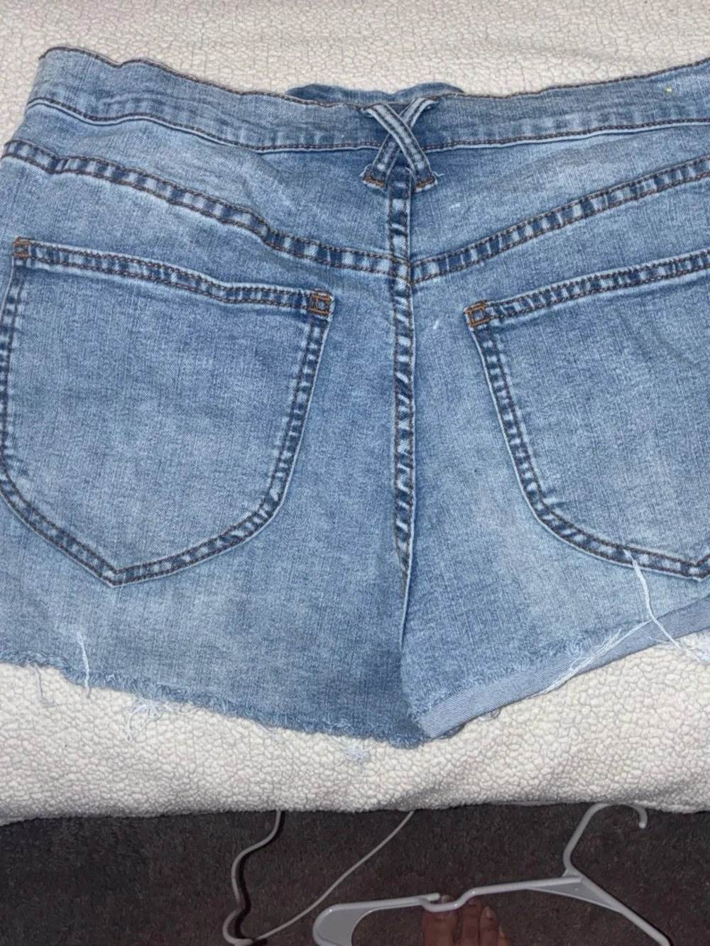 Light Wash Lace-Up Denim Shorts for Women
